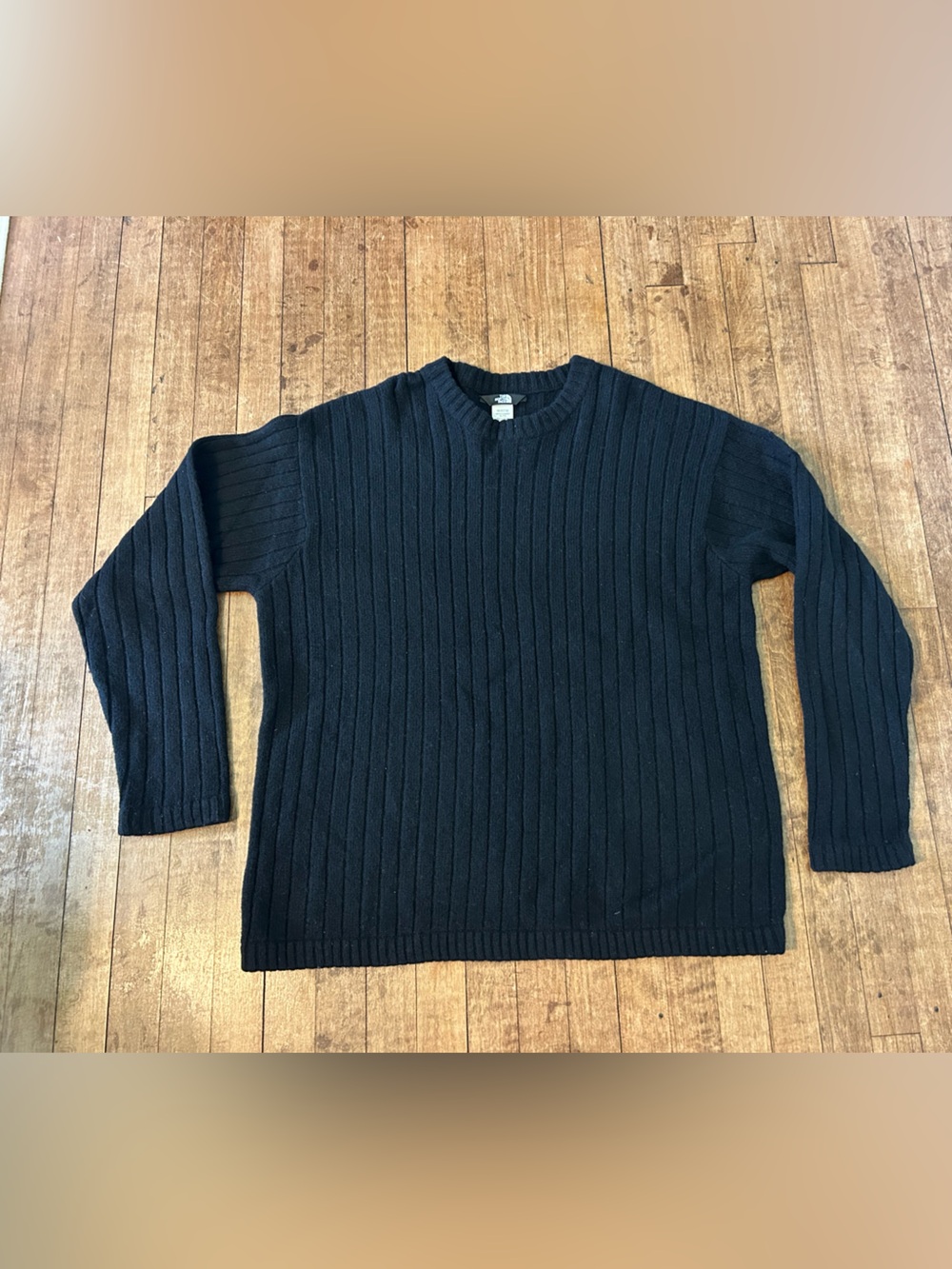 Vintage The North Face 100% Wool Ribbed Knit Sweater Men’s Size XL Black